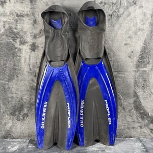 US Divers Proflex 95 Blue Fins Flippers Mens Size L 9.5-11 Snorkeling Swimming